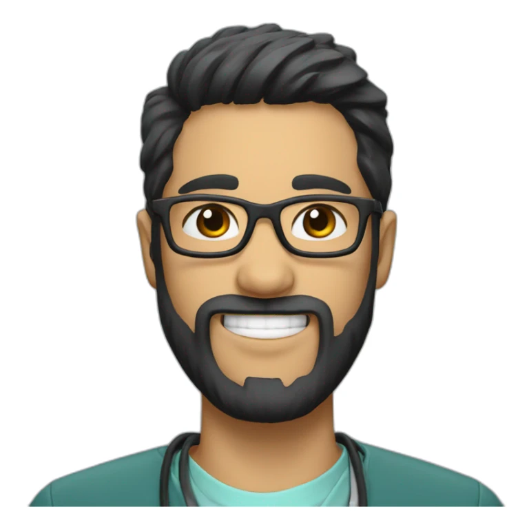 Dental Student with a starting black beard and glasses sticker