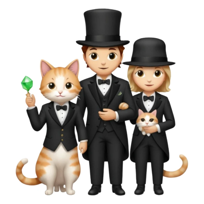 magician couple and their pet cat sticker