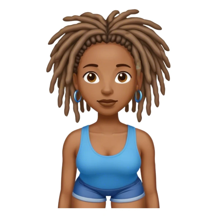 Black woman with locs in blue short sticker