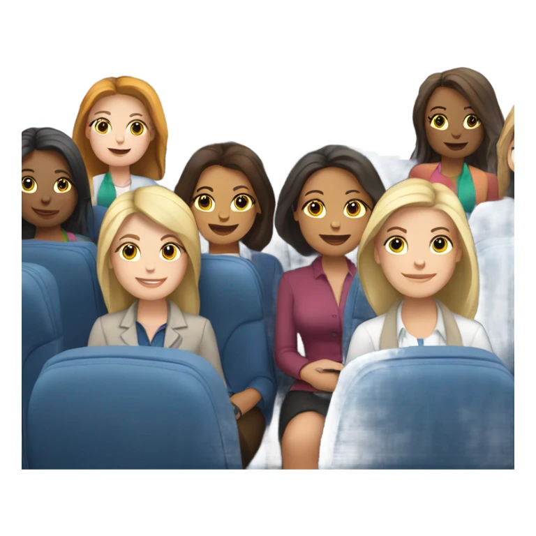 Group of 6 Caucasian women riding in a airplane  sticker
