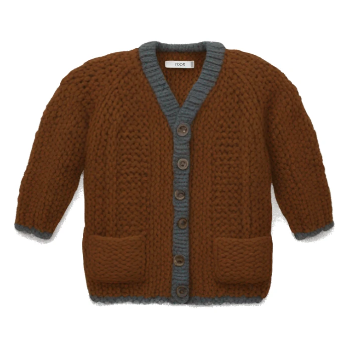 Knitted wool cardigan brown sticker