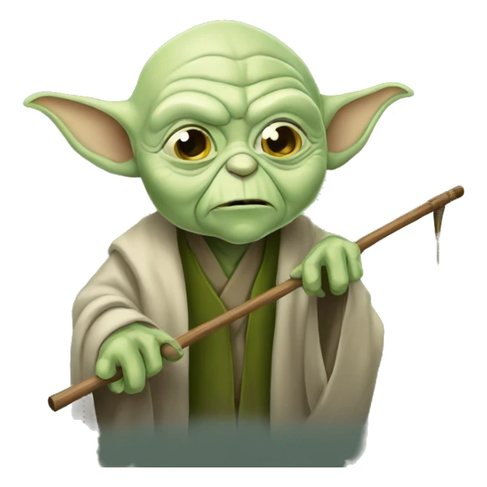 old frail bald yoda with a cane sticker