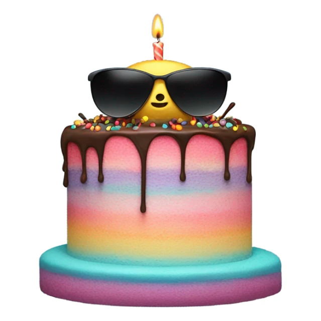 Silly ant with a birthday cake and sunglasses sticker