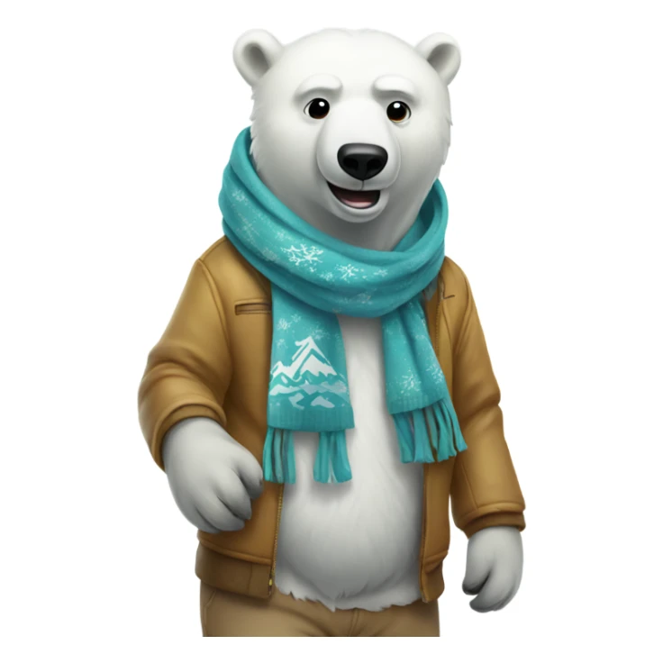 Polar bear with hoodie and scarf snowboarding sticker