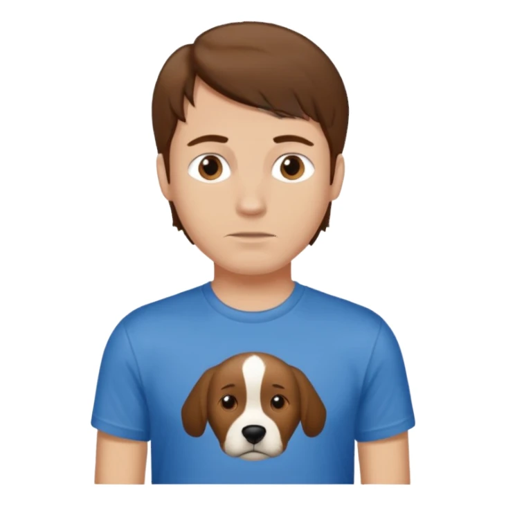Man with brown hair wearing no dogs allowed shirt sticker