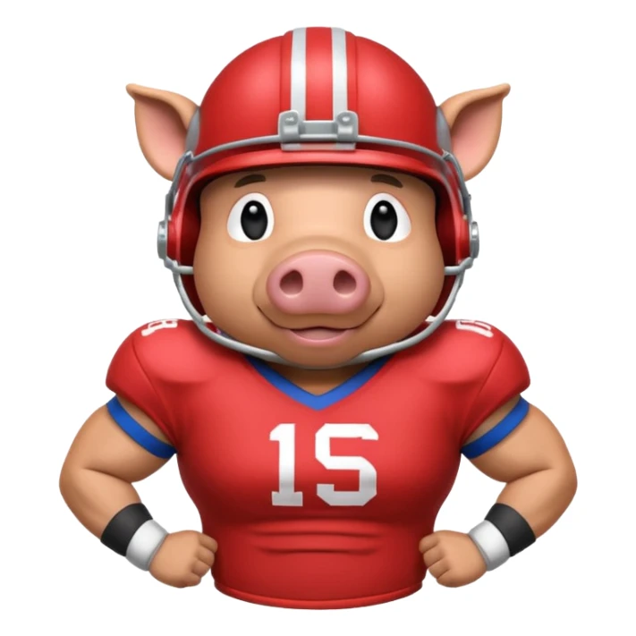 american football player pig with sticker
