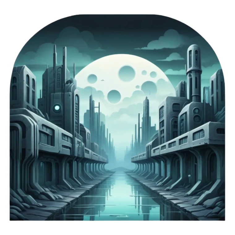 Spectral Gloomy Dystopian Apocalyptic Aesthetic Scenery Deco sticker