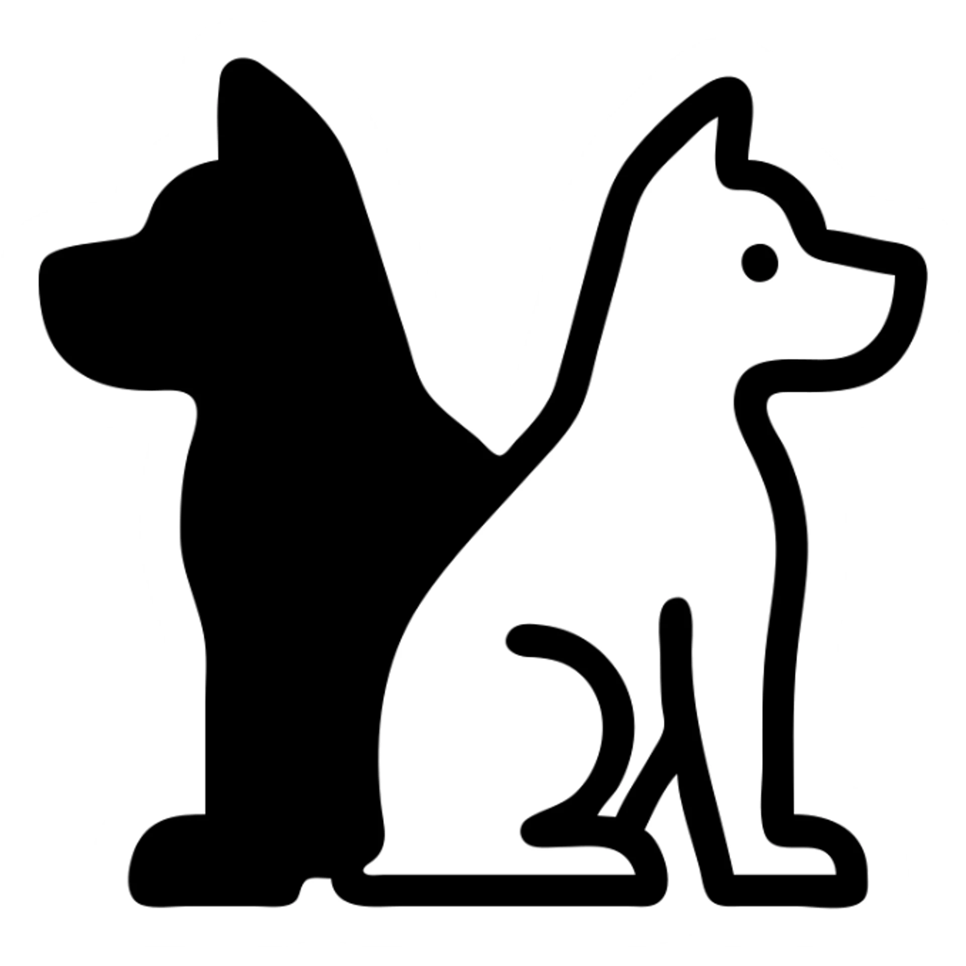 two dogs next to each other, one black and one white, simple clean icon style with simple lines sticker