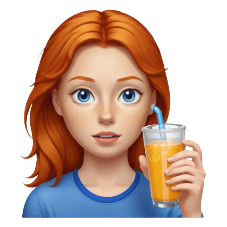 ginger woman sipping energy drink blue eyes sticker