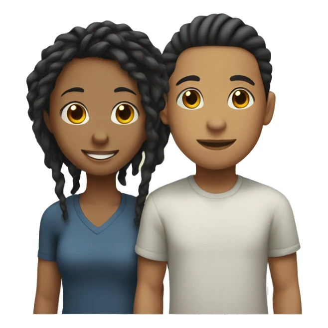 Smiling Asian boy and black girl with locs sticker