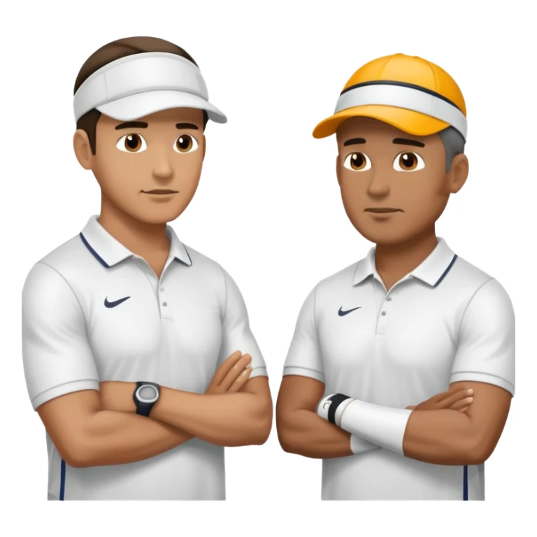 2 football coaches talking wearing visors and athletic clothing sticker