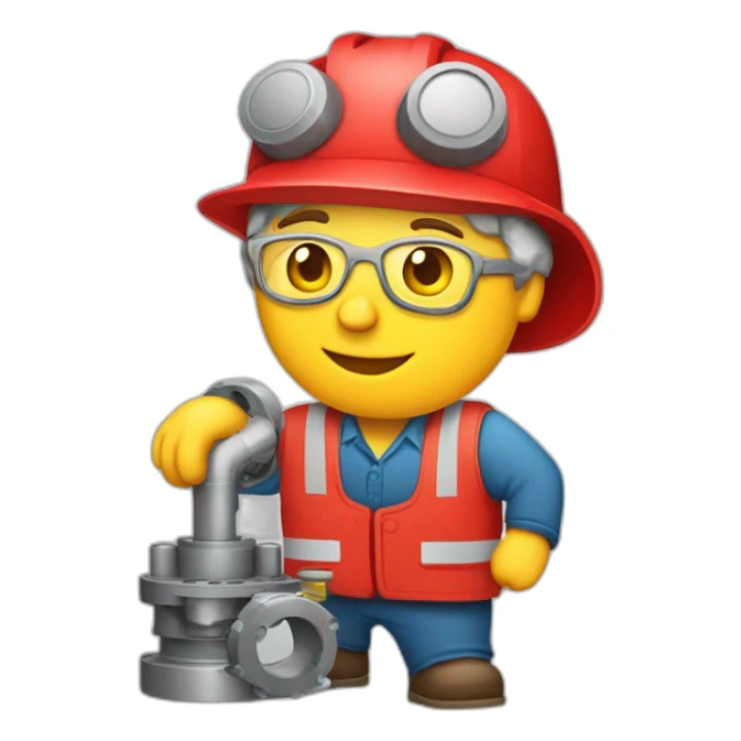 Industrial professional senior mechanical assembler working on the assembly of heavy machinery with a red outfit sticker