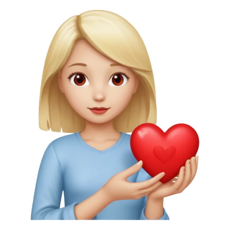 prayer girl blond hair red heart in her hands sticker