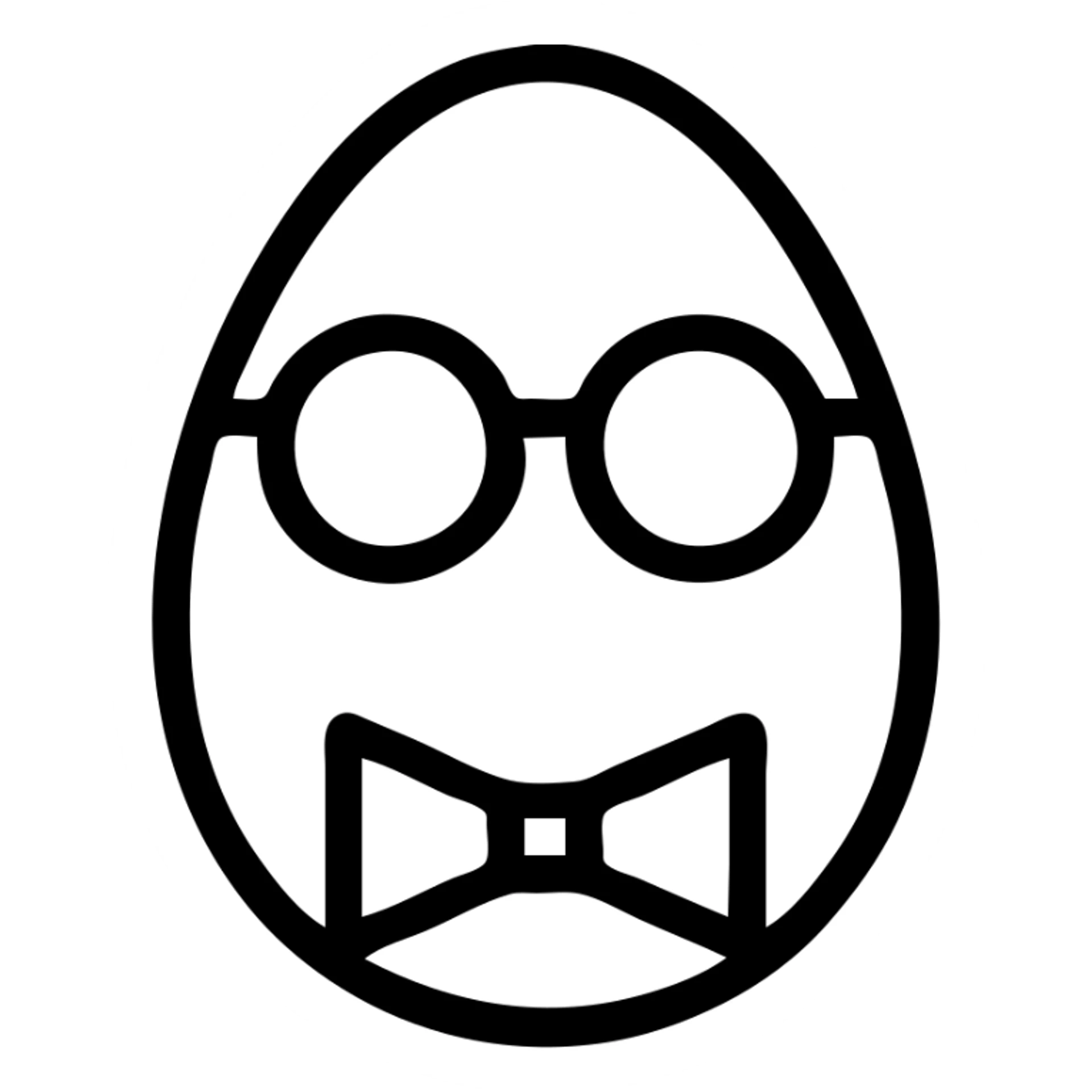 cartoon egg with a bowtie and glasses, nerdy look sticker