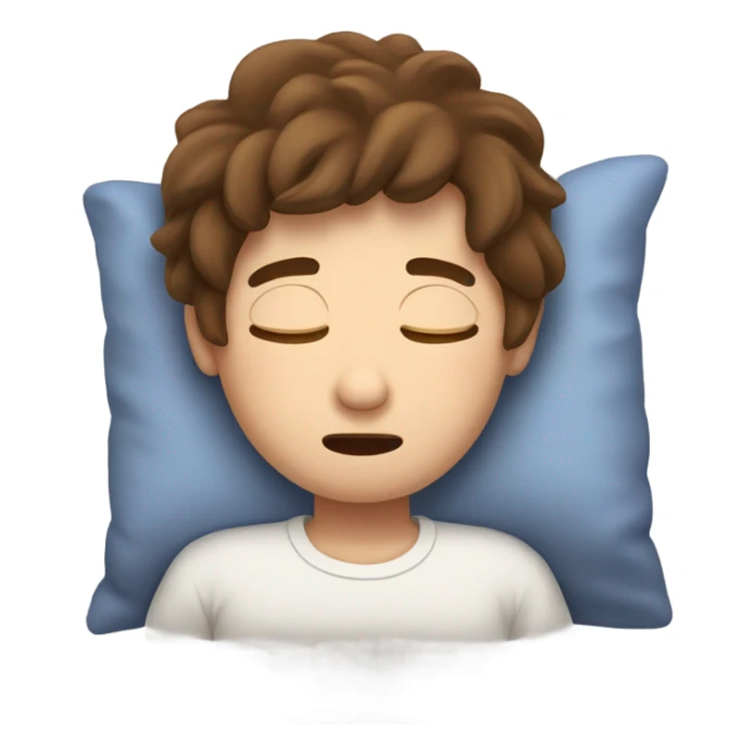 Waking up in morning sleepy boy with brown hair sticker