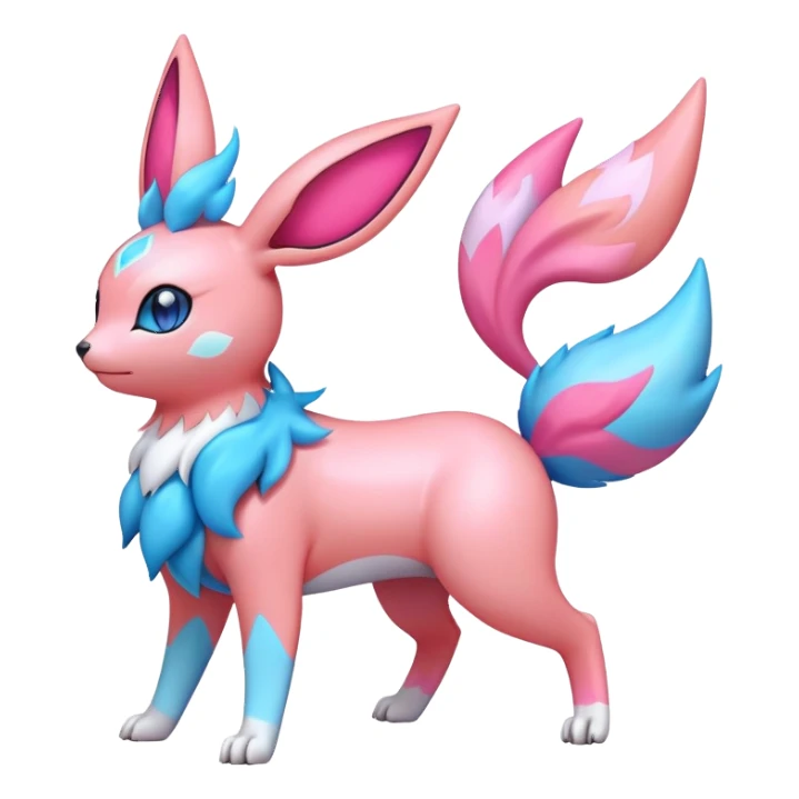 lush pastel-bright-vibrant warm-colored modern colorful neon-colored Fakémon-Digimon-Sylveon-Flareon-Pokémon-creature (full body) sticker