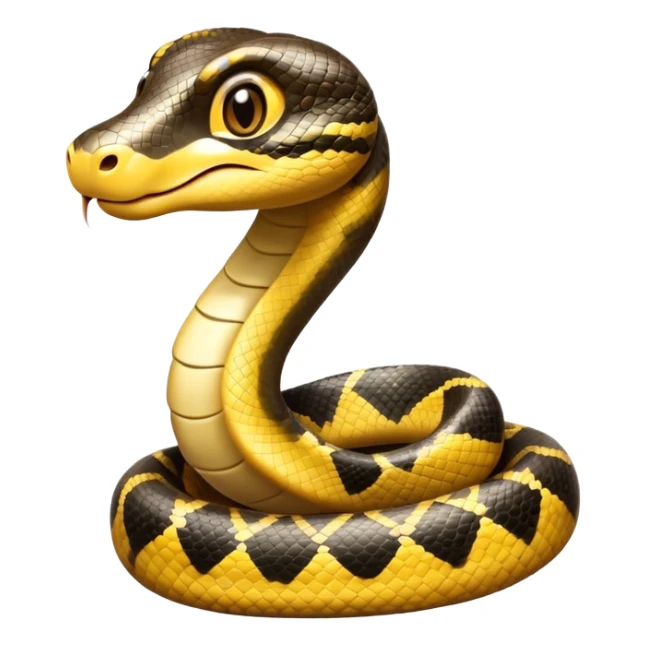 cinematic-cute-anaconda-portrait-emoji,-head-tilted-playfully-and-inquisitively,-with-a-sleek,-shimmering-body-adorned-with-detailed-scale-sriped patterns-and-round,-sparkling-eyes-full-of-wonder,-simplified-yet-irresistibly-adorable-features sticker