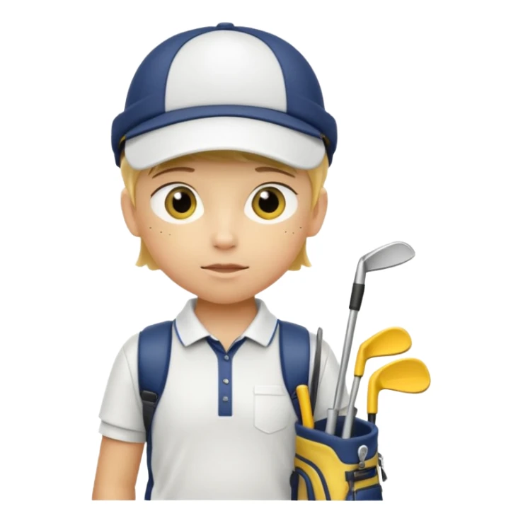 young child beginner golfer yellow default skin. with golf bags on their backs  sticker
