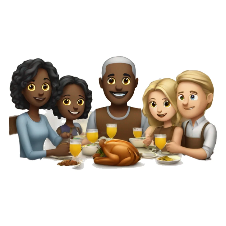 White Family sitting at Thanksgiving table with plenty of drinks sticker