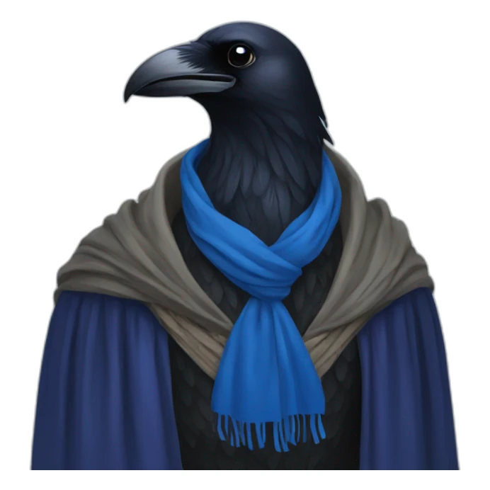 Raven wearing blue scarf hogwarts sticker