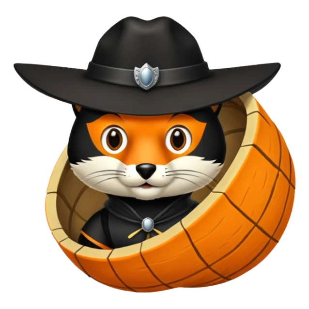 zorro naranja mascota agarrando una llanta sticker