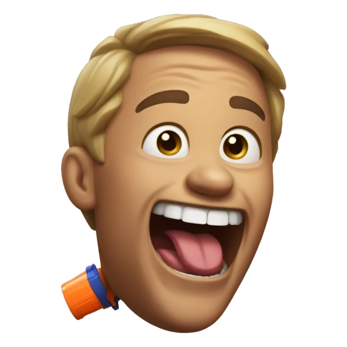 Laughing with nerf in mouth  sticker