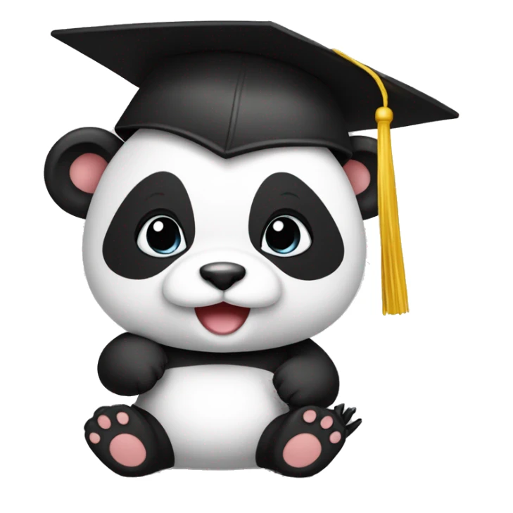 baby panda wearing graduation cap sticker