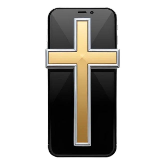 Un movil pero con una cruz por encima sticker