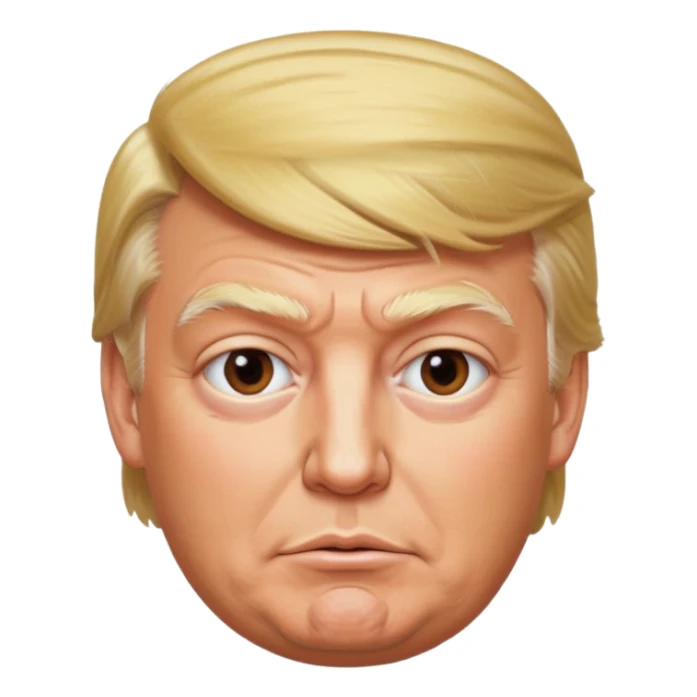 Donald Trump, hyper-photorealistic, maximum quality and detail, round face, polished finish, lifelike skin and facial features, very foxy and cunning expression, clean background, looks like a real photo sticker