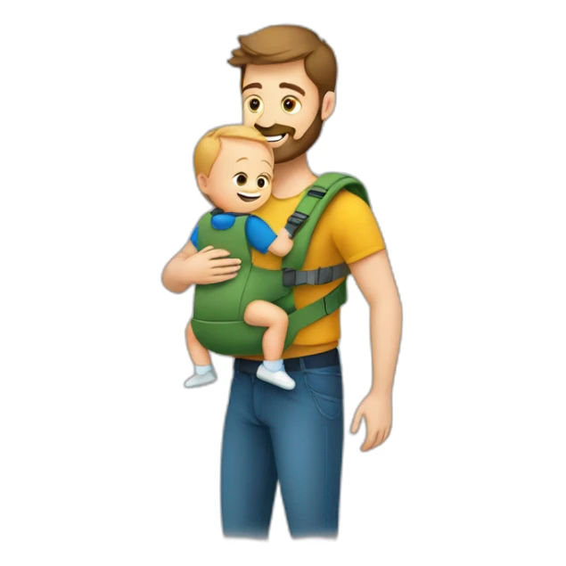European Babywearing dad with baby ergo carrier sticker