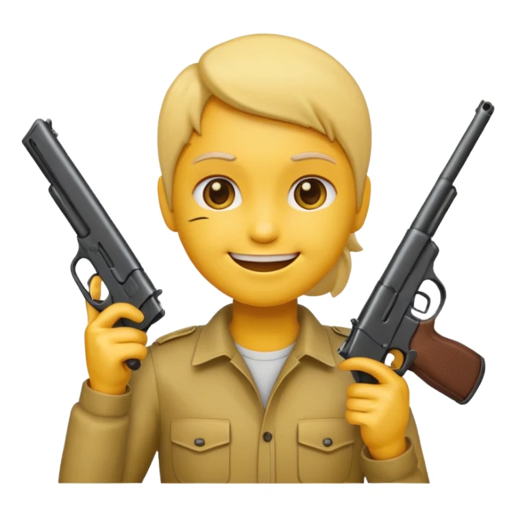 Create a smiling face emoji that’s holding a gun aimed to their forehead sticker