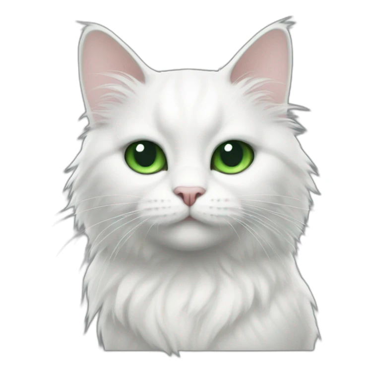 White cat with black stripes, green eyes and a fluffy tail  sticker
