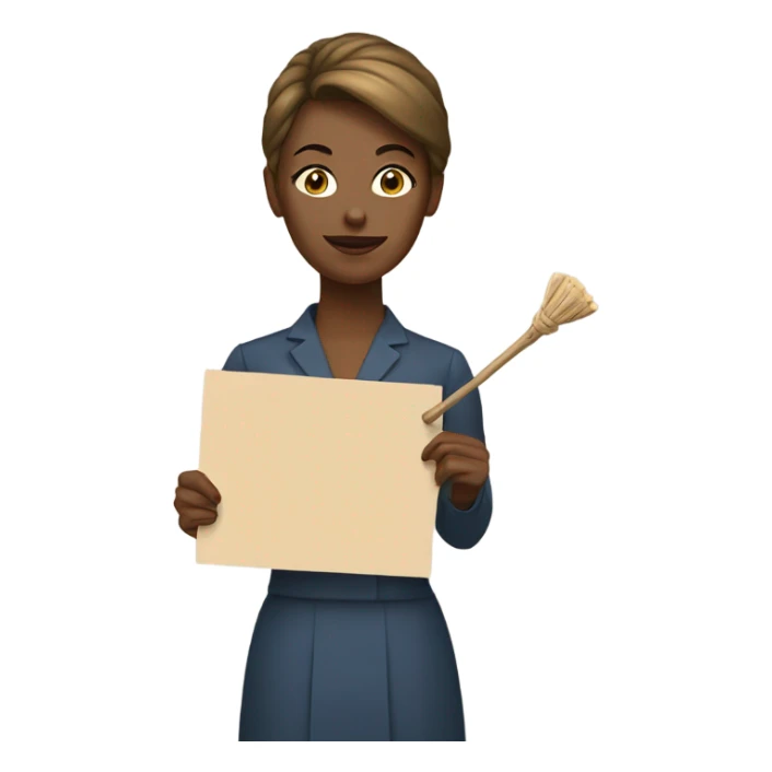 woman holding placard on stick sticker