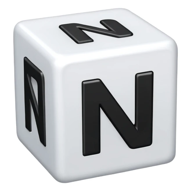 A white toy with a big black letter "N" on it sticker
