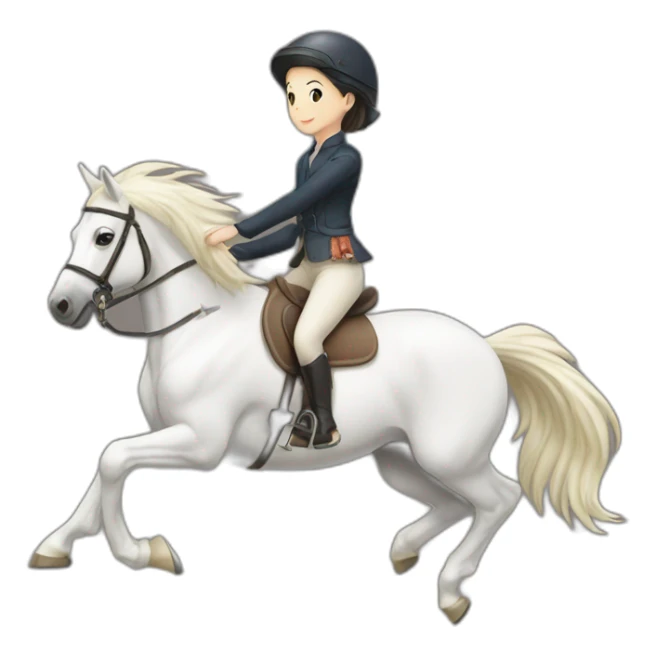 white-hourse-with-jumping-rider—japanese-girl sticker