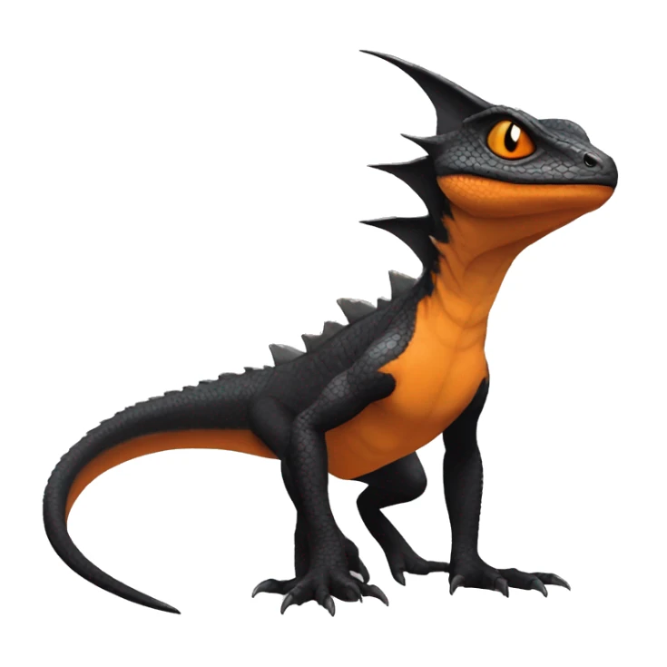 cool edgy black and orange Dark-type nargacuga lizard Pokémon full body sticker