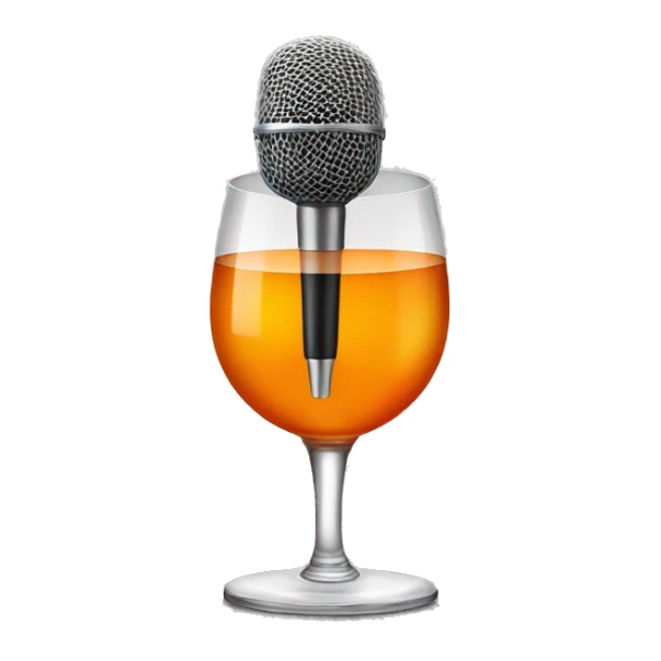 orange wine glass mixed with a microphone sticker