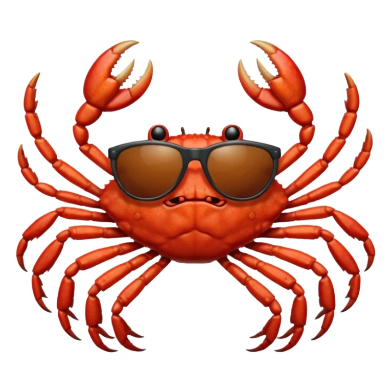 Female Alaska king crab with sunglasses with six legs and 2 claws  sticker