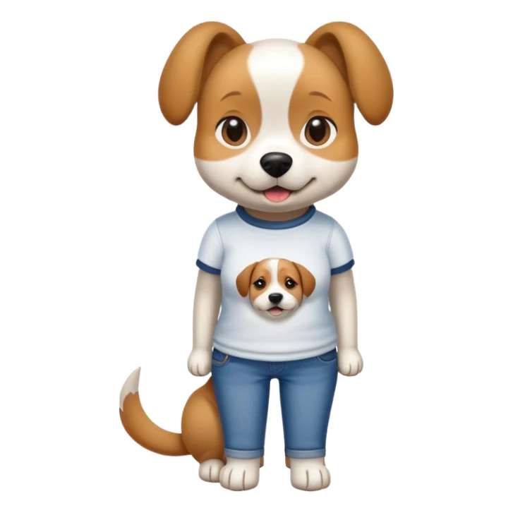 female dog upright casual clothes jeans t-shirt friendly expression sticker