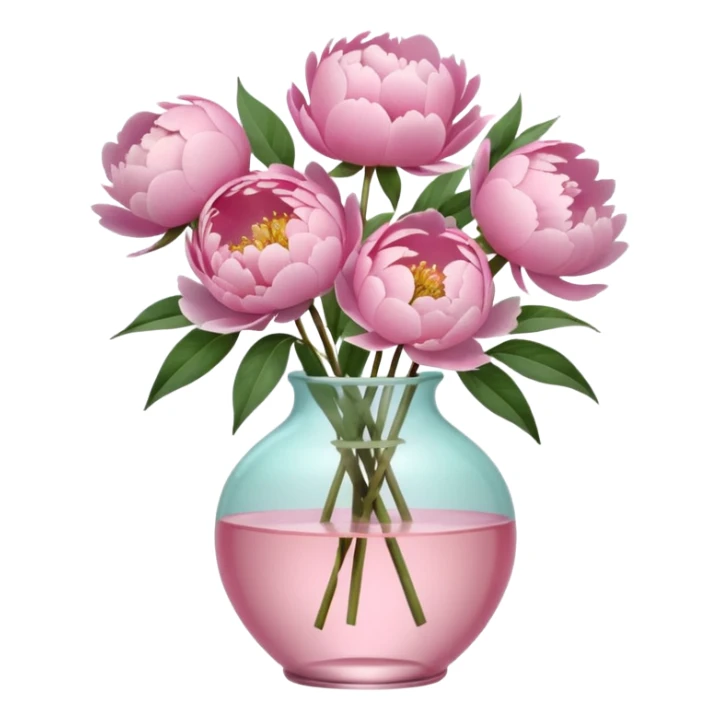 Peonies in a clear pink glass vase sticker