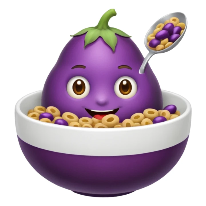 Eggplant eating a bowl of cereal sticker