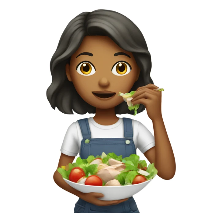 girl eating salad with chicken  sticker