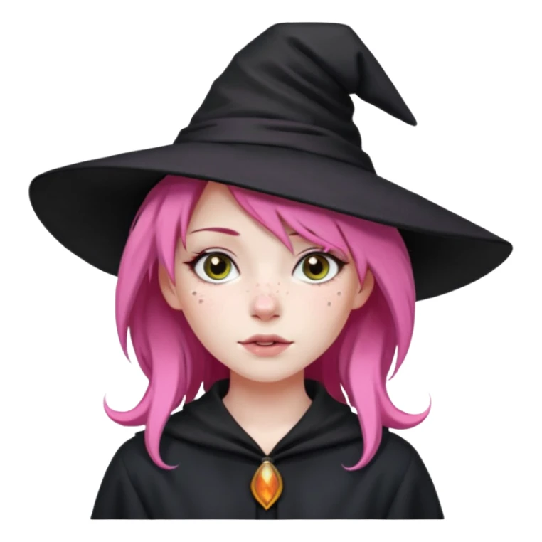 A witch with a pink hair sticker