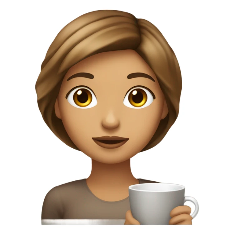 Chica de pelo corto café bebiendo un té sticker