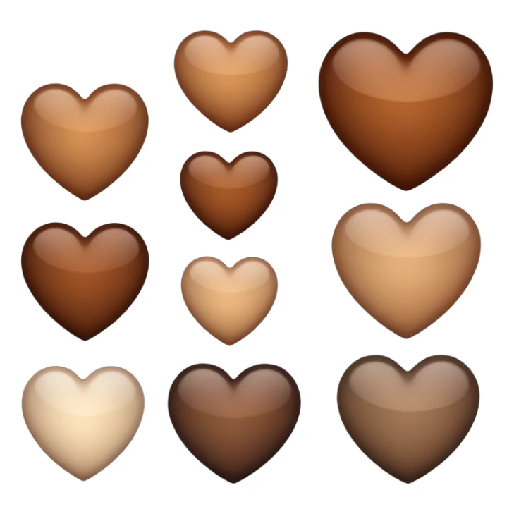 Neutral brown hearts from light to dark individual sticker
