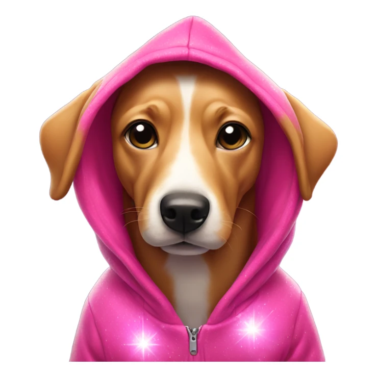 Hot pink Dog wearing hoodie with sparkles  sticker