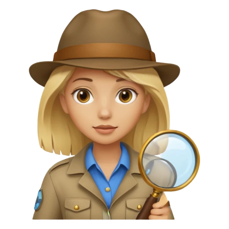 a young female explorer with magnifying glass sticker