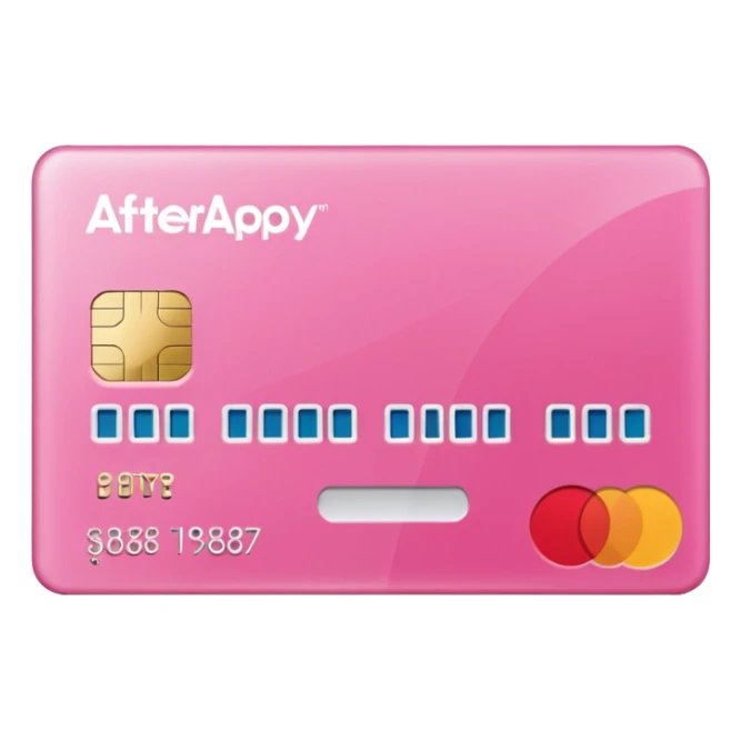 pink big afterpay word on a credit card sticker