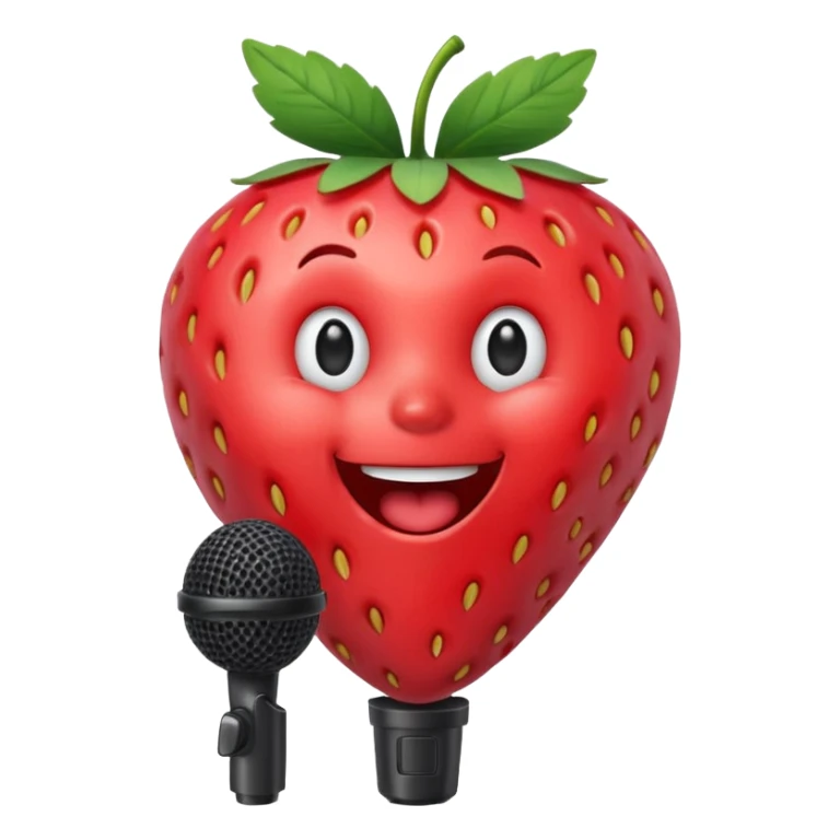 Singing Strawberry who is singing to a mic sticker