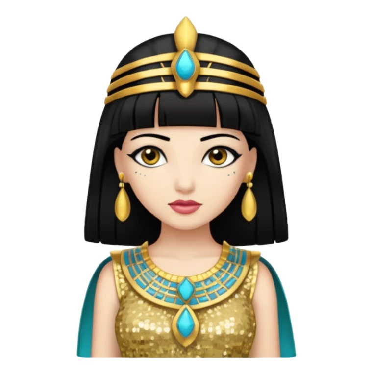 Cleopatra with black hair gold sequin outfit sticker